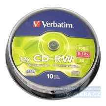 Disk CD-RW 700MB 8x-12x Verbatim DataLifePlus 10pack spindle