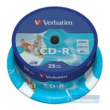 Disk CD 700MB/80min Verbatim DataLifePlus Printable 25pack spindle