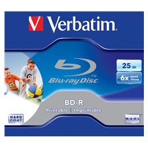 Disk CD BD-R 25GB Verbatim Blu-Ray 6x Jewel  1ks