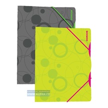 VÝPRODEJ - Mapa odkládací 3klopá,PP,guma DUO COLORI zelená/růžová