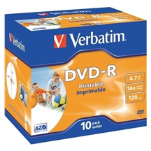 Disk DVD-R 4.7GB Verbatim DataLifePlus 16x Printable Jewel   1ks