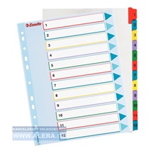 Rozřaďovač A4+ 1-12 listů papírový barevný Esselte Mylar 100209